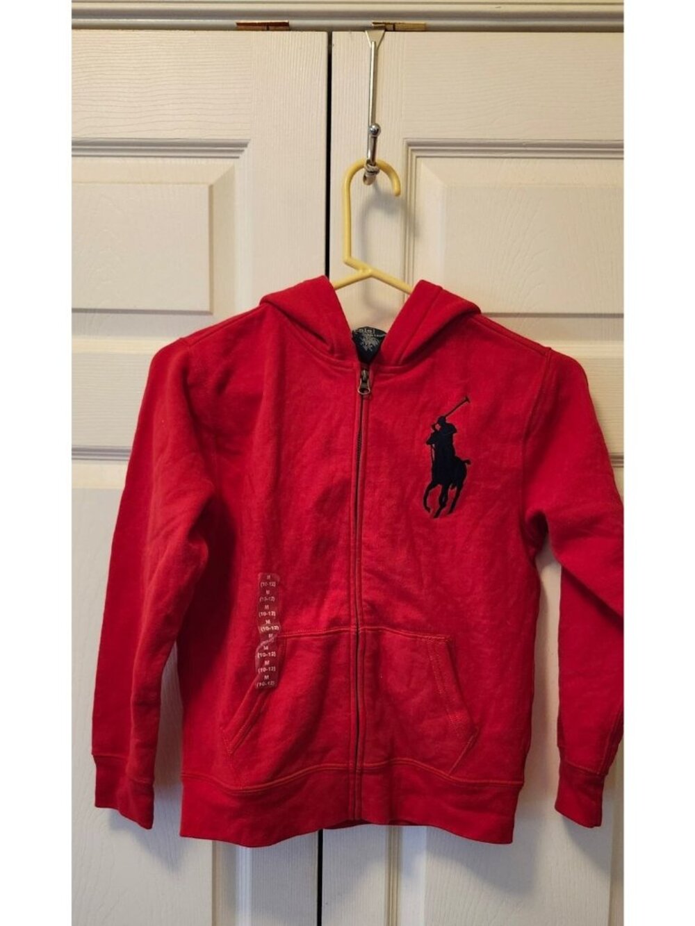 New Boy Youth Ralph Lauren Polo Big Pony Red Full Zip Hoody Jacket Size M 10/12
